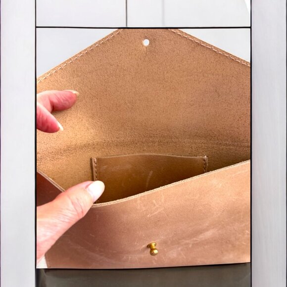 Parker Clay Abeba Leather Envelope Clutch – Natural Full-Grain Leather - Picture 4 of 5